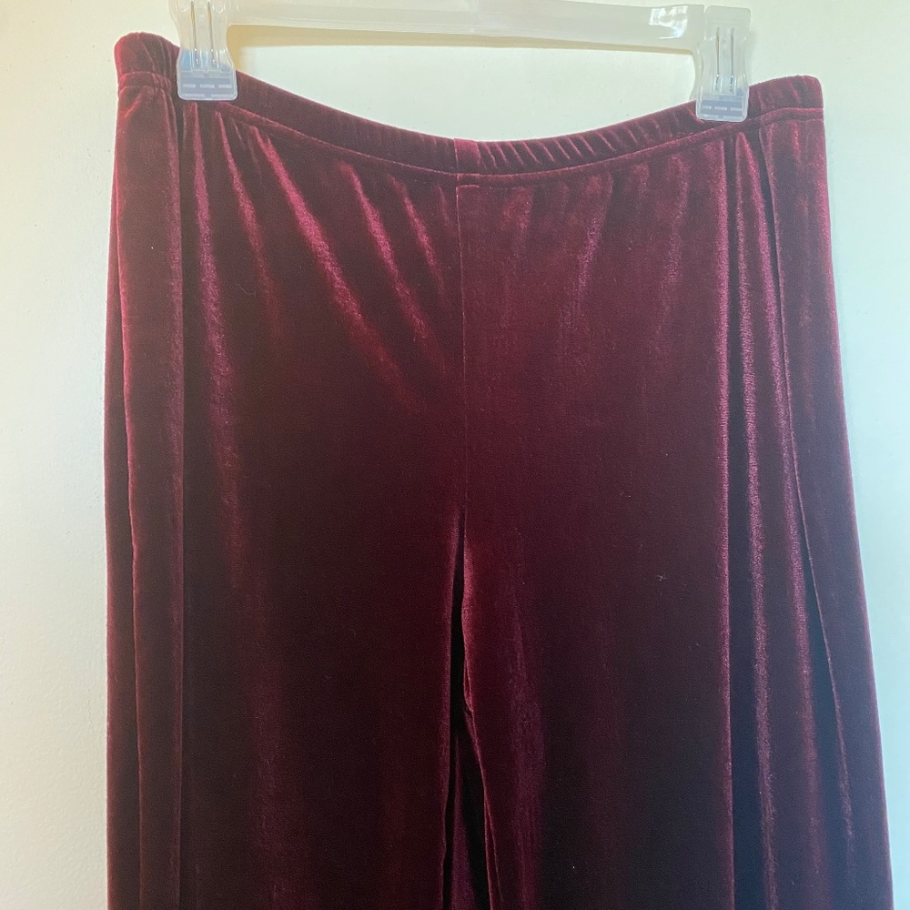 Believe Burgundy Velour Straight Leg Pants Y2K Lounge Size 8 - Picture 7 of 16